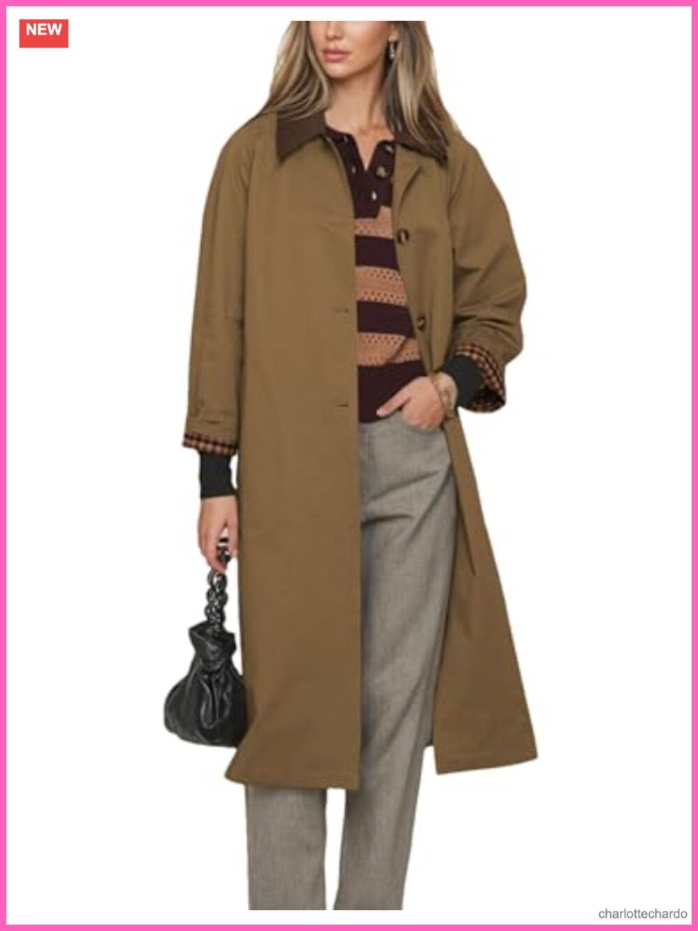 Linen Blend Trench Coat Single Breasted Windproof Long Jacket Classic Lapel